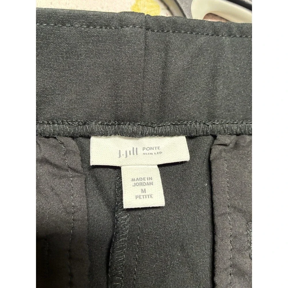 J Jill Ponte Slim Leg Pants Women Size Medium Petite Black Casual Pull On